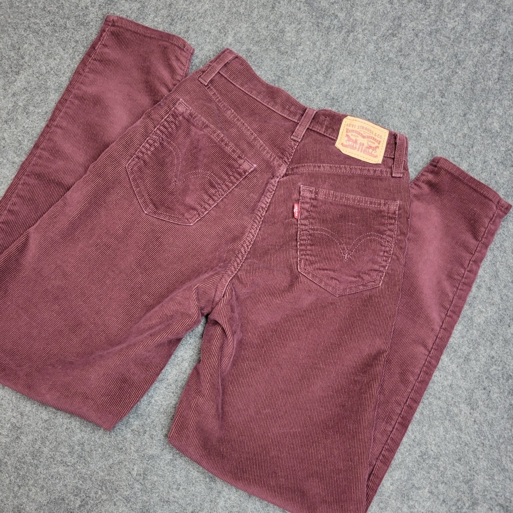 Levis Jeans Womens 25 Burgundy‎ Corduroy Festival Rodeo High Waisted Mom Red Tab